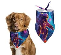Astronaut on Skateboard Jellyfish Printed Dog Bandanas Adjustable Trendy Triangle Pet Scarffor Small Medium Large