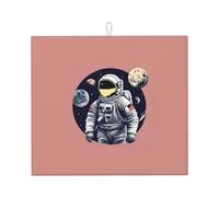 Astronaut On The Moon 1 Print Absorbent Dish Drying Mat Kitchen Counter Foldable Reusable Coffee Bar Utensil Pad