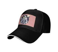 Astronaut on The Moon 1 Print Adjustable Size Sandwich Baseball Cap Breathable Unisex Casual Hat Daily Use Sport Black