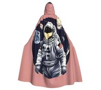 Astronaut On The Moon 1 Print Adults Hooded Cloak, Halloween Robe Hooded Cape Witch Wizard Cosplay Costumes For Men Women
