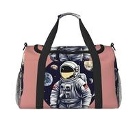 Astronaut on The Moon 1 print Carry on Luggage for Women Men Shoulder Weekender Crossbody Bag for Yoga Travel Must Haves, Black, One Size