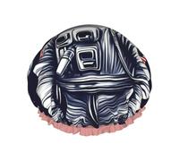 Astronaut On The Moon 1 Print Double Layer Shower Cap Reusable Lightweight And Soft Bath Hair Cap For Women