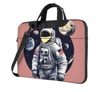 Astronaut on The Moon 1 Print Laptop bag,portable single shoulder laptop Sleeve Case,Compatible with 13-15.6 in, Black, 14 inch
