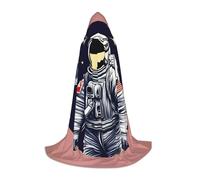 Astronaut On The Moon 1 Print Medieval Hooded Cloak with Hood Renaissance Cape Adult Halloween Cosplay Robe Wizard Costume, Black, Large