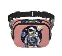 Astronaut on The Moon 1 Print Men and Women Square Double Layer Waist Bag Workout Crossbody Travel Waist Bag, Black, One Size