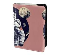 Astronaut on The Moon 1 print Travel Wallet Passport Holder Case for Family Leather Passport Cover for Men Women, Black, One Size