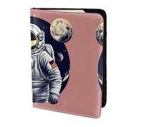 Astronaut On The Moon 1 Printing Cowhide Passport Holder,Passport Cover,Travel Card Cover Case For Men Women,Documents Protector, Black, One Size