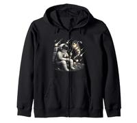 Astronaut on the Moon Catching Shooting Stars Zip Hoodie
