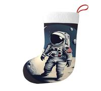 Astronaut on The Moon Christmas Stocking, Candy Gift Bags, Hanging Stocking Ornament, Christmas Decorations