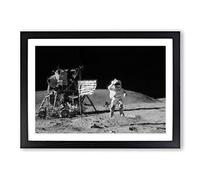 Astronaut on The Moon Framed Print | A2 Black Framed Wall Art | Ready to Hang | Modern Space Picture | Living Room Bedroom Lounge Office