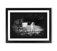 Astronaut On The Moon Paint Splash Modern Art Framed Print | A4 Black Framed Wall Art | Ready to Hang | Modern Space Picture | Living Room Bedroom Lounge Office