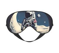 Astronaut on The Moon Print Eye Mask,Soft Blackout Blindfold Eye Cover for Women Men Full Night's Sleep,Travel