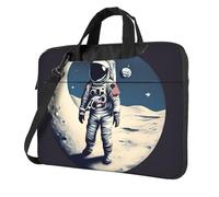 Astronaut on The Moon Print Laptop bag,portable single shoulder laptop Sleeve Case,Compatible with 13-15.6 in, Black, 14 inch