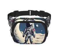 Astronaut on The Moon Print Men and Women Square Double Layer Waist Bag Workout Crossbody Travel Waist Bag, Black, One Size