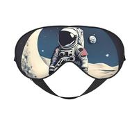 Astronaut on The Moon Print Silk Like Sleep Eye Mask Comfortable Blindfold Adjustable Soft Eye mask for Sleep