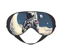 Astronaut On The Moon Print Sleep Mask,Soft Eye Mask with Adjustable Strap for Sleeping, Travel and Relaxation