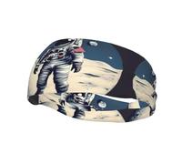 Astronaut On The Moon Print Sweatbands Sports Headband for Men Women,Athletic Sweatband for Tennis,Basketball,Running,Gym