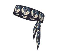 Astronaut On The Moon Print Tie Headband For Women Men,Ninja Headbands, Sweat Headband,For Athletic Yoga Running Gym.