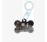 Astronaut On The Moon Printing Acrylic Dog Bone Ornament,Dog Tags Personalized Pet Ornament, Key Chain Bone Shaped Id Tags