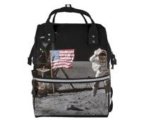 Astronaut on The Moon Prints Changing Bag Backpack Baby Diaper Bags for Mom Dad, Waterproof Nappy Rucksack Multifunctional Travel Bag