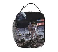 Astronaut on The Moon Prints Insulated Lunch Tote Bag Lunch Box Reusable Lunch Cooler Bag for Women/Men Work, Picnic, School, Travel