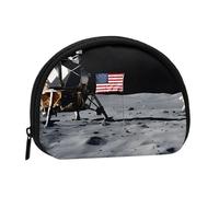 (Astronaut On The Moon) Small Coin Purse Mini Wallet Zipper Coin Pouch Change Purse For Women Men， Portable Makeup Bags Cosmetic Pouch, Black, One Size, Casual