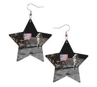 Astronaut on The Moon Women's Fashion Earrings, Celestial Dangle Earrings, Star Shape Jewelry for a Versatile