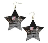 Astronaut on The Moon Women's Fashion Earrings, Celestial Dangle Earrings, Star Shape Jewelry for a Versatile