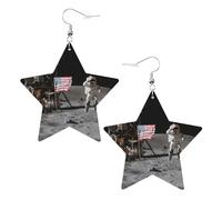 Astronaut on The Moon Women's Fashion Earrings, Celestial Dangle Earrings, Star Shape Jewelry for a Versatile