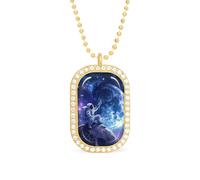 Astronaut On The Moon Womens Necklace Adjustable Jewelry Chain Pendant for Travel Party Golden-style