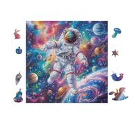 Astronaut Outer Space 100 Pieces Set Classic Jigsaw Puzzle Couple Puzzle Partners Logic Skill Wall Decor Easter New Year Gift Eco-friendly Recycled Cardboard 28x28cm