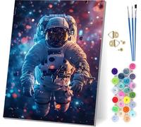 Astronaut Paint by Numbers for Adults, Space Paint by Numbers Kits On Canvas, Easy DIY Color Oil Painting Acrylic Paints with Brushes, Hobbies for Adults Women, Home Wall Decor Gifts 20x26 inch F-9302