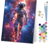 Astronaut Paint by Numbers for Adults, Space Paint by Numbers Kits On Canvas, Easy DIY Color Oil Painting Acrylic Paints with Brushes, Hobbies for Adults Women, Home Wall Decor Gifts 12x16 inch M-1993