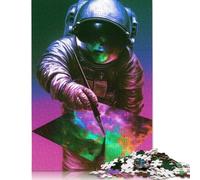 Astronaut Painting Nebula Jigsaw Puzzles Puzzles for Adults Kids. 1000 Piece Great Gifts Challenge Toy Educational Game Home Decoration for Educational Games Gifts 1000pcs (40x28cm)