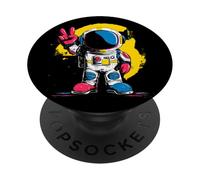 Astronaut Peace Sign Retro Pop Space Graphic Suit Colorful PopSockets Adhesive PopGrip
