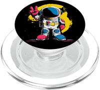 Astronaut Peace Sign Retro Pop Space Graphic Suit Colorful PopSockets PopGrip for MagSafe