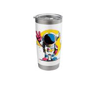 Astronaut Peace Sign Retro Pop Space Graphic Suit Colorful Stainless Steel Insulated Tumbler