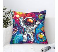 Astronaut Pillow Case Modern Art Decorative,Cosmic Fantasy Pattern Square Cotton Cushion Covers Soft Polyester Throw Pillow Cases for Sofa Patio Home Decor 50x50cm