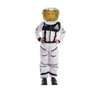 Astronaut Pilot Costume with Movable Visor Helmet for Children, Space Costume Outfit, Role Play for Halloween Party, Carnival, School Classroom, Stage Performance, White, Medium (8-10 Years)