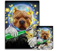 Astronaut Pit Bull Dog Adult Jigsaw Puzzles 1000 Pieces Puzzles for Adults Family Game Night Fun DIY Decorative Artwork 1000 PCS(38x26cm)