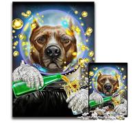 Astronaut Pit Bull Dog Jigsaw Puzzles for Adults 1000 Piece Difficult Puzzles for Adults Perfect for Christmas Halloween Easter New Year 1000 PCS(38x26cm)