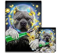 Astronaut Pit Bull Dog Jigsaw Puzzles for Adults 1000 Piece Paper Puzzles for Teenagers & Teens Ideal Birthday 1000 PCS(38x26cm)