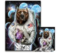 Astronaut Pit Bull Terrier 1000 Piece Jigsaw Puzzles for Adults Challenging Puzzles Home Decor Brain Teaser Game for Teenagers & Family Interaction 1000 PCS(38x26cm)