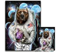 Astronaut Pit Bull Terrier Jigsaw Puzzle 1000 Pieces Jigsaw Puzzles Brain Challenge for Teenagers & Home Decor 1000 PCS(75x50cm)