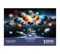 Astronaut Planet Balloons 1000 Pieces Jigsaw Puzzle Cosmic Adventure Joy Puzzle for Adults Thick Cardboard Teen Fans 12-18 Logic Skill After-School Party Best Gift Puzzle Lovers 38x26cm/1000pcs