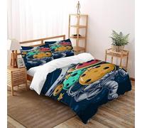 Astronaut Planet Bedding Set Digital Printe Starry Sky Theme Duvet Cover Set 3 Pieces Chic Breathable Quilt Cover Universal for All Seasons with Pillowcase Super King（260x220cm）