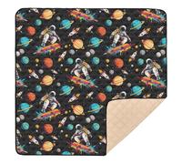 Astronaut Planet Pattern 50x50 inch Baby Play Mat,Thicken Soft Non-Slip Tummy Time Mat for Toddlers and Infants