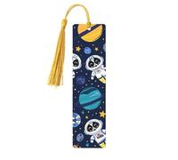 Astronaut Planet Unique Double-Sided Artwork Printed Wooden Bookmarks, Artistic Book Accessories Birthday Presents for Men Women Presents for Book Lovers