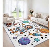 Astronaut Planet Washable Area Rug 80x150 cm | Childlike Cartoon Educational Rugs Low Pile Non-shedding Non-slip Carpet, for Living Room Bedroom Kitchen Kids room