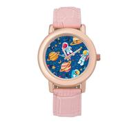 Astronaut Planets Women's Wrist Watch Fashion Wristwatches with Pink Strap Gifts for Women Mother Wife Birthday